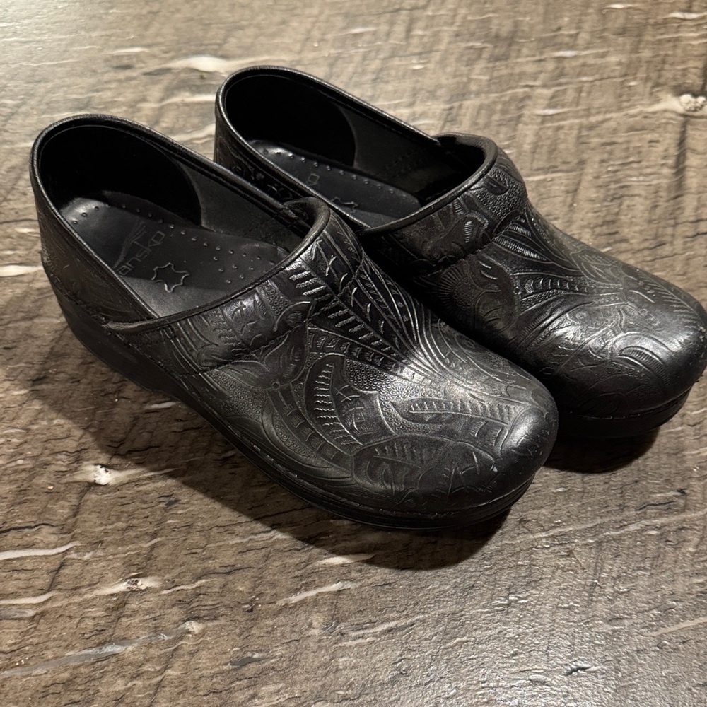 Dansko Black Embossed Women's Loafers